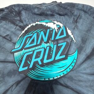 Santa Cruz Tie Dye T Shirt Large Skate Graphic Black Gray